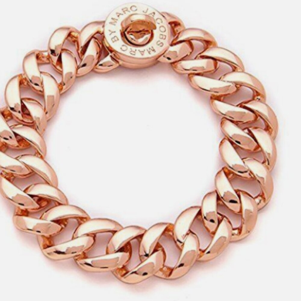 New Marc by Marc Jacobs Rose Gold Bracelet Dust Bag Metal Link Luxury - Picture 9 of 9